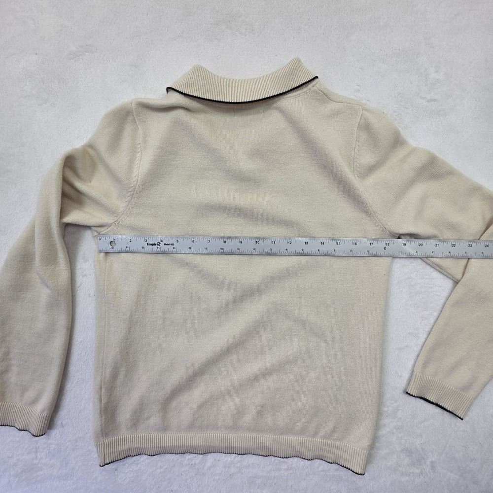 Max Studio London Sweater Polo Womens Large Cream Knit Minimalist Quiet Luxury P - Picture 6 of 8